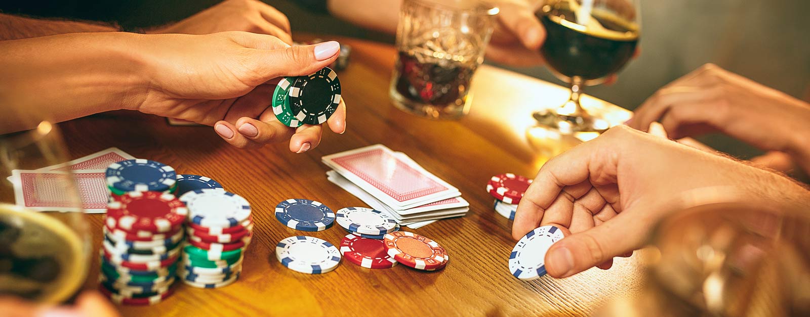 friends having fun poker